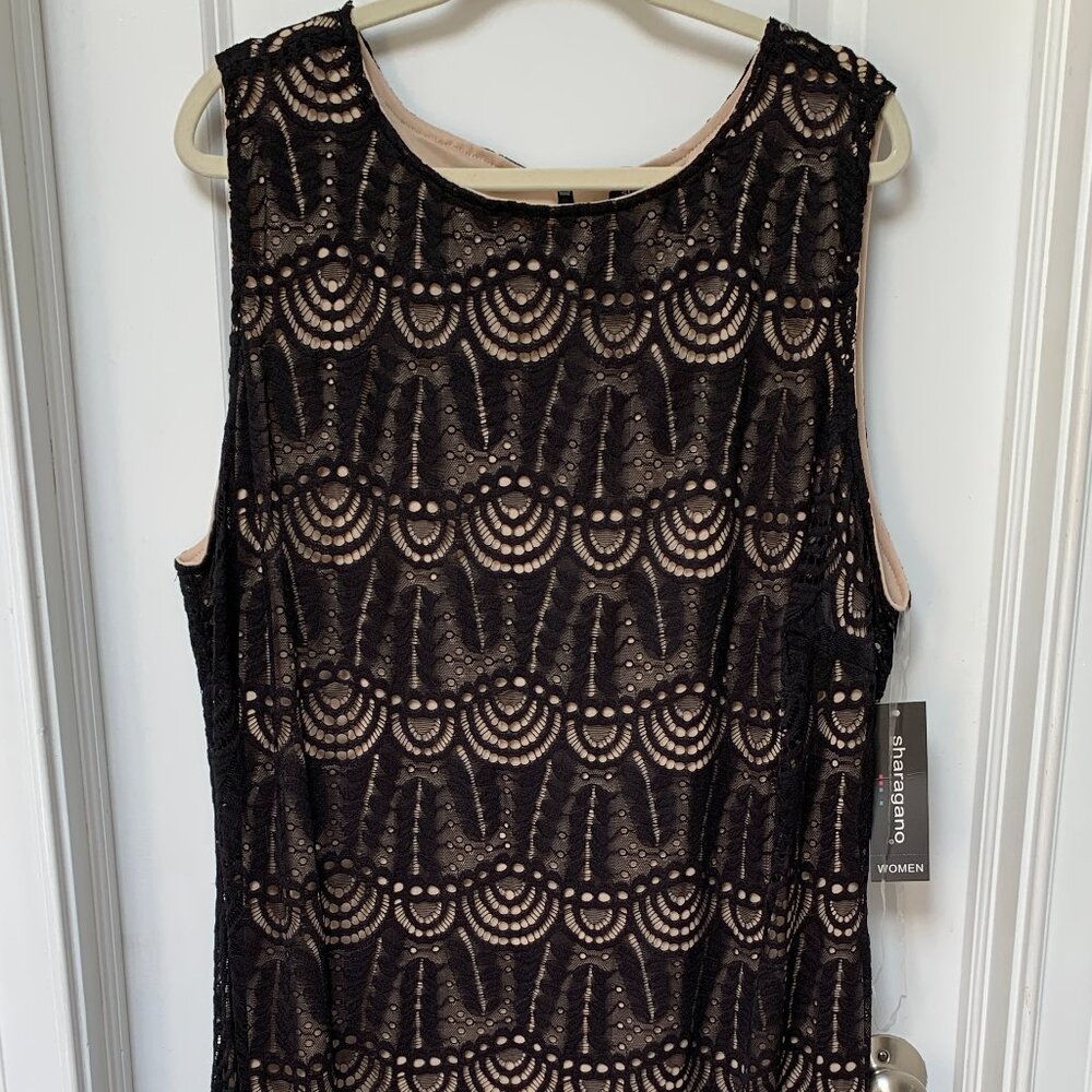 "SHARAGANO" ELEGANT BLACK LACE DRESS NEW WITH TAGS PLUS SIZE 24W